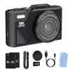 1Pc 5K 75MP Digital Camera For Photography Anti Shake WiFi Vlogging Video Camera With 9 Shooting Modes 18X Zoom Fill Light Webcam Function 2 Batteries 32G MMC Card 180Degree Flip IPS Screen - Black
